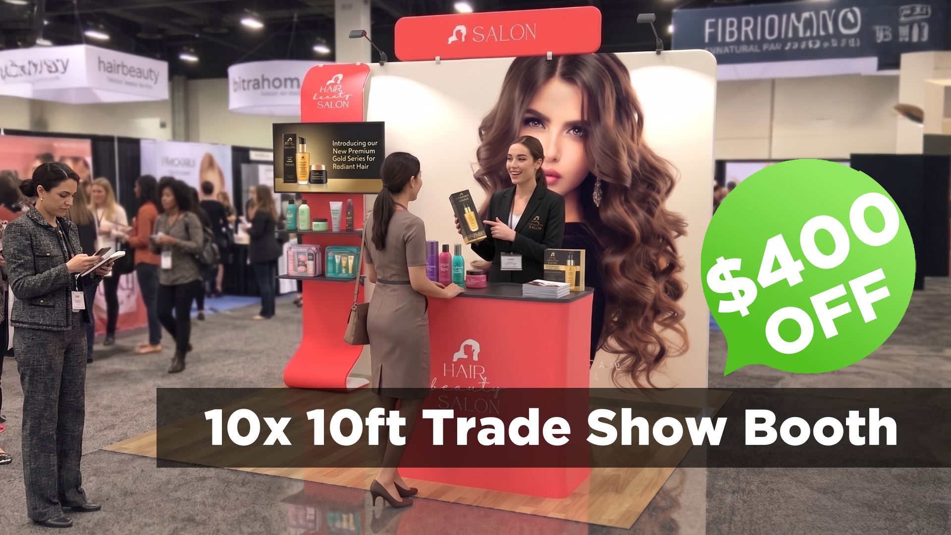 Custom 10x10 Trade Show Booth with TV Monitor Stand &amp; Counter