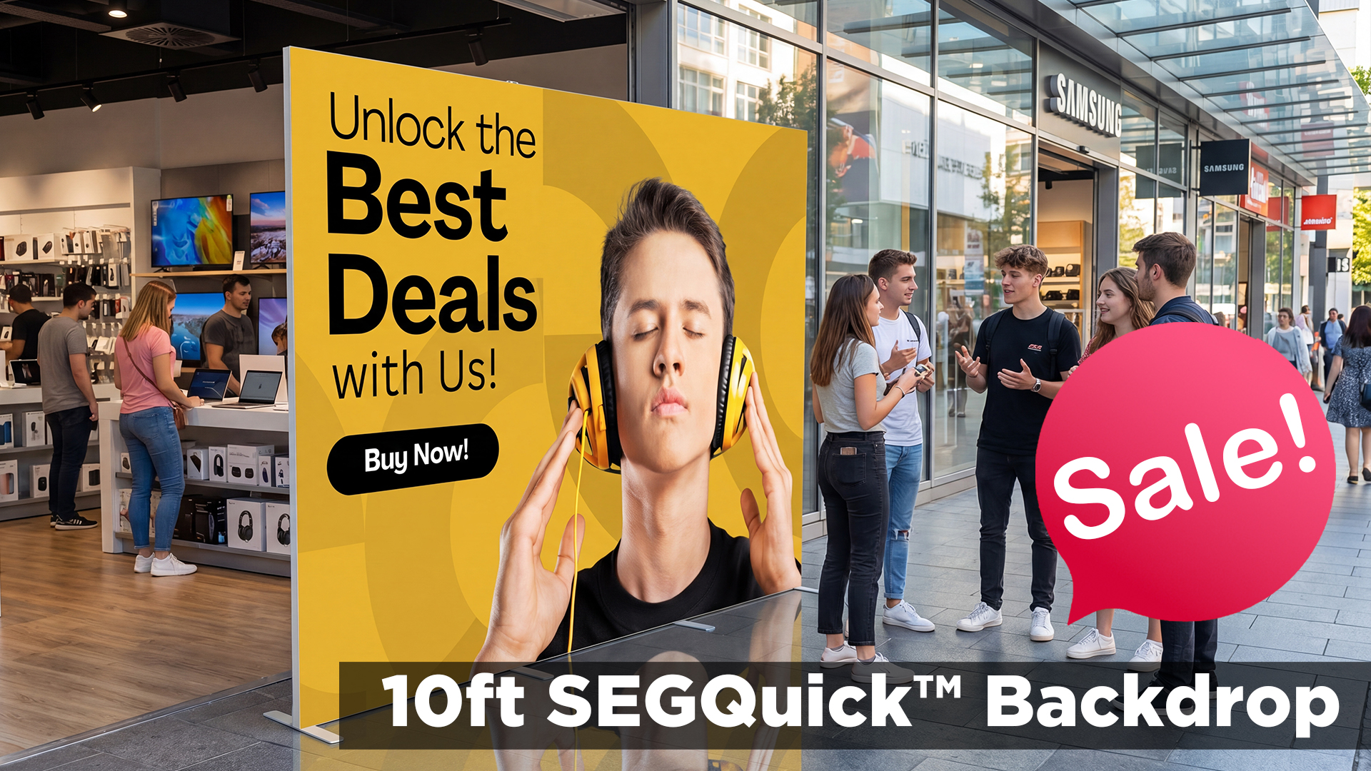 Upgrade your trade show booth with our premium SEG Fabric Backdrop. Featuring a durable aluminum frame and wrinkle-free silicone edge graphics, it creates a seamless, professional look for any event.Easy to assemble, reusable, and printed in the USA wit