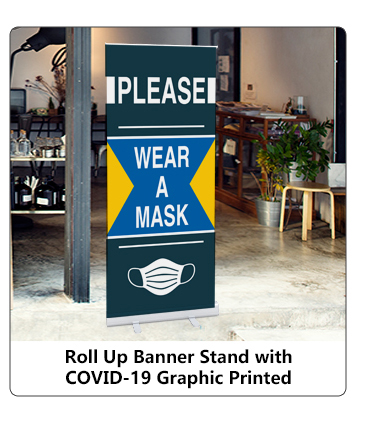 Roll Up Banners with COVID-19 Graphic Print