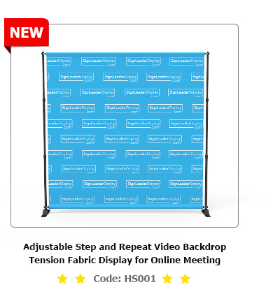 /video-backdrops/adjustable-step-and-repeat-video-backdrop-tension-fabric-display-for-online-conferencing