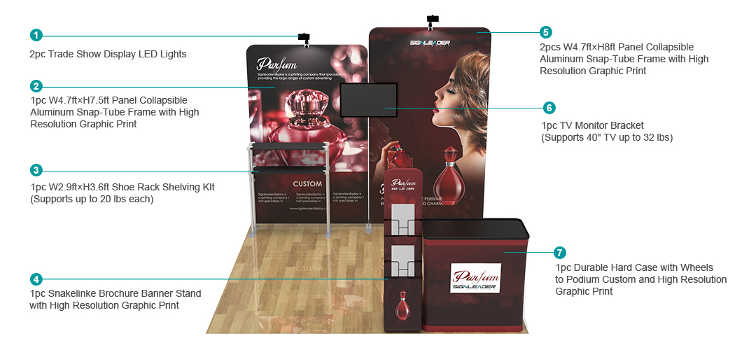 10ft Custom Portable Trade Show Booth Kit B1 10ft Custom Portable Trade Show Booth Kit B1