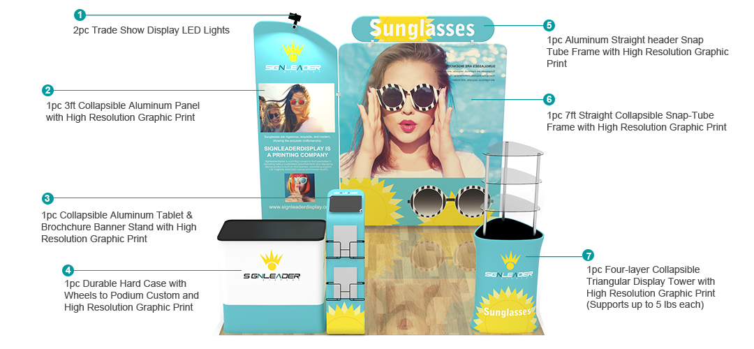 10ft Custom Portable Trade Show Booth Kit C 10ft Custom Portable Trade Show Booth Kit C