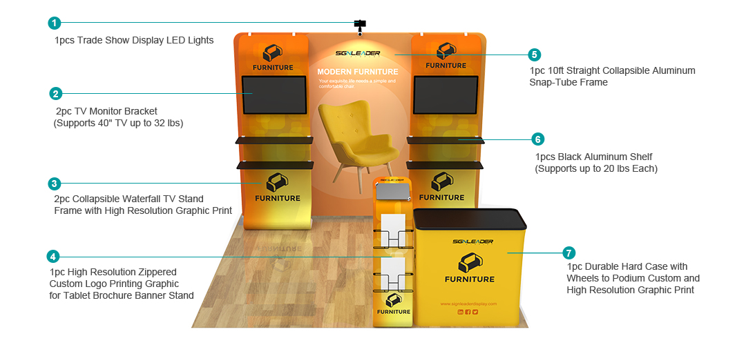 10ft Custom Portable Trade Show Booth Kit G 10ft Custom Portable Trade Show Booth Kit G