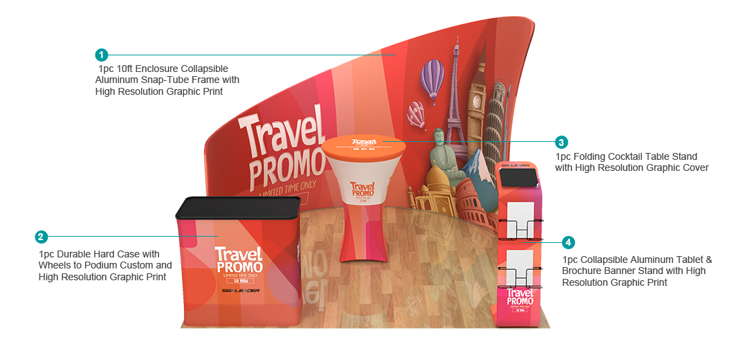 10ft Custom Portable Trade Show Booth Kit L 10ft Custom Portable Trade Show Booth Kit L