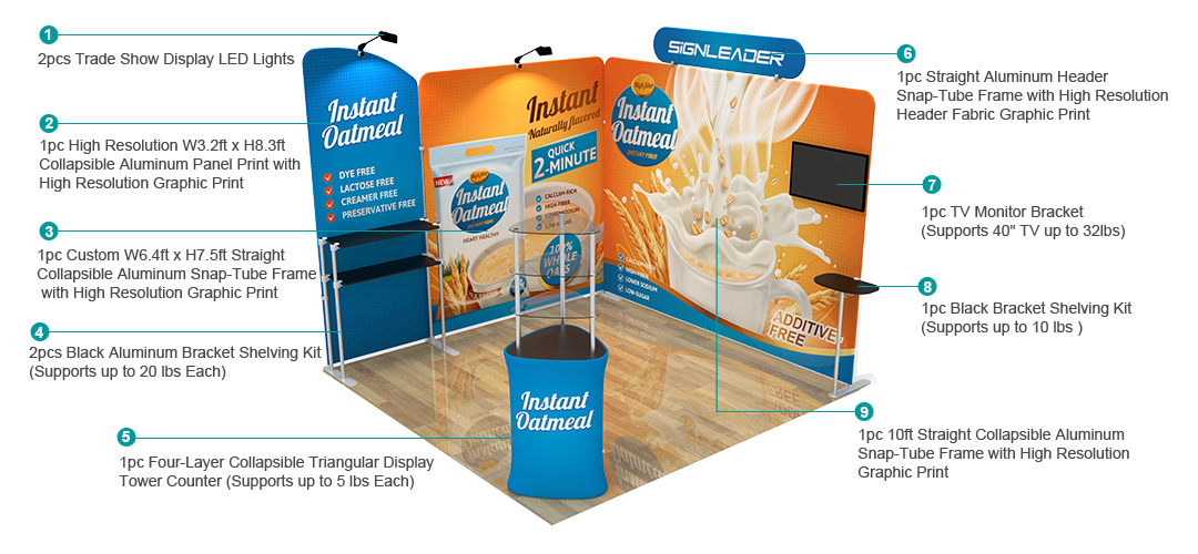 10ft Custom Portable Trade Show Booth Kit T 10ft Custom Portable Trade Show Booth Kit T