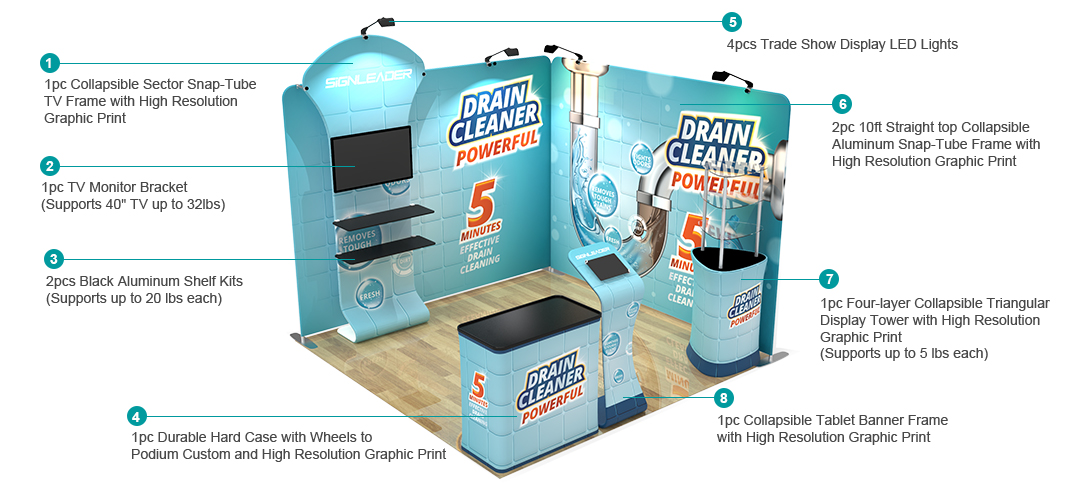 10ft Custom Portable Trade Show Booth Kit Z 10ft Custom Portable Trade Show Booth Kit Z