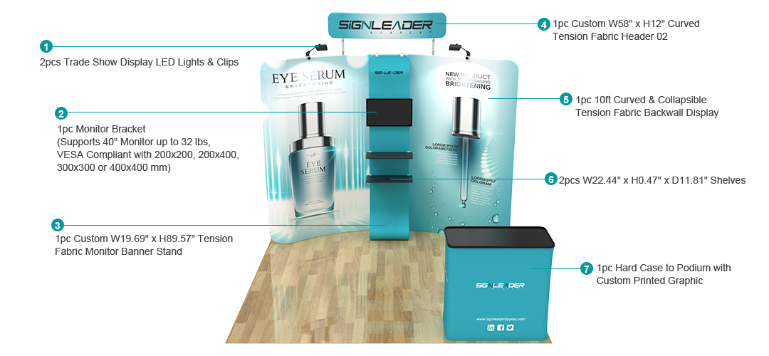 10ft Commercial Portable Custom Trade Show Booth Combo 12 10ft Commercial Portable Custom Trade Show Booth Combo 12