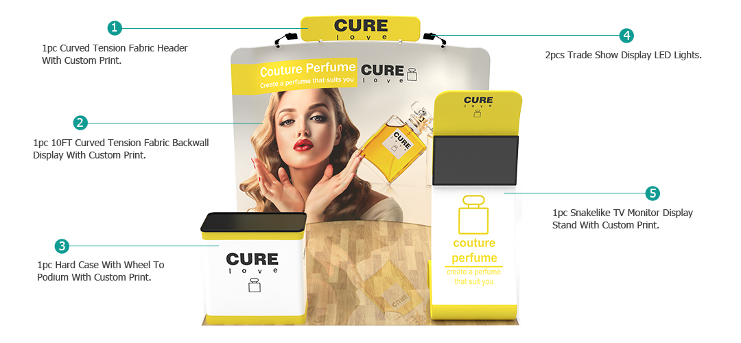 10ft Curved Portable Trade Show Booth Kit 24