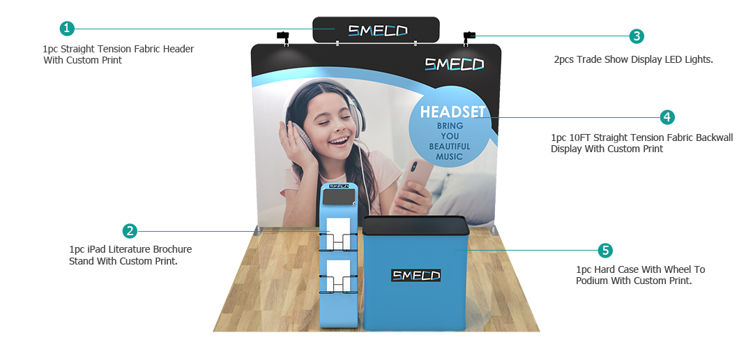 10ft Straight Portable Trade Show Booth Kit 19 10ft Straight Portable Trade Show Booth Kit 19