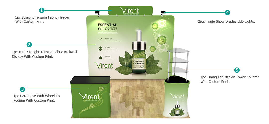 10ft Straight Portable Trade Show Booth Kit 23 10ft Straight Portable Trade Show Booth Kit 23