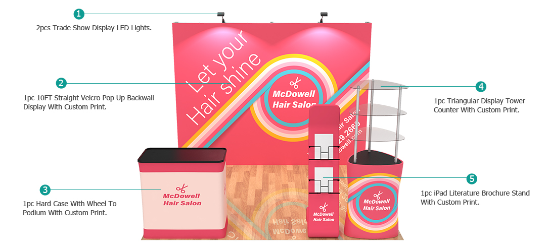 10ft Straight Velcro Portable Trade Show Booth Kit 31