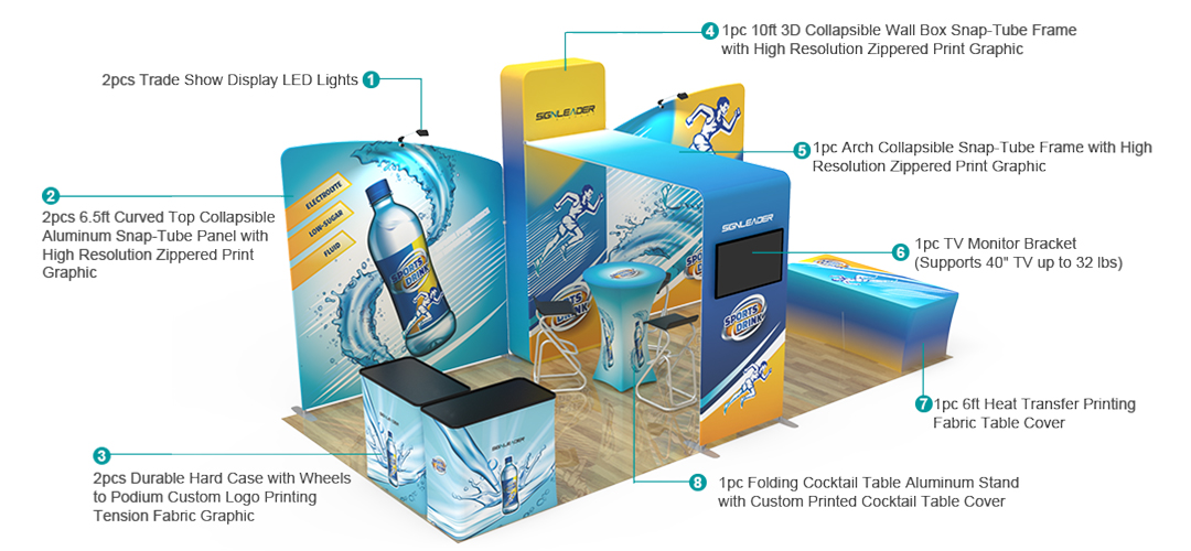 10x20ft Commercial Custom Trade Show Booth Combo Q