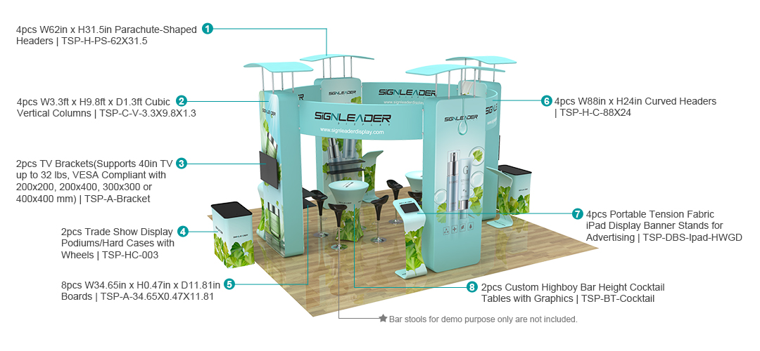 What Signleader 20x20ft Commercial Custom Trade Show Booth Combo A Includes