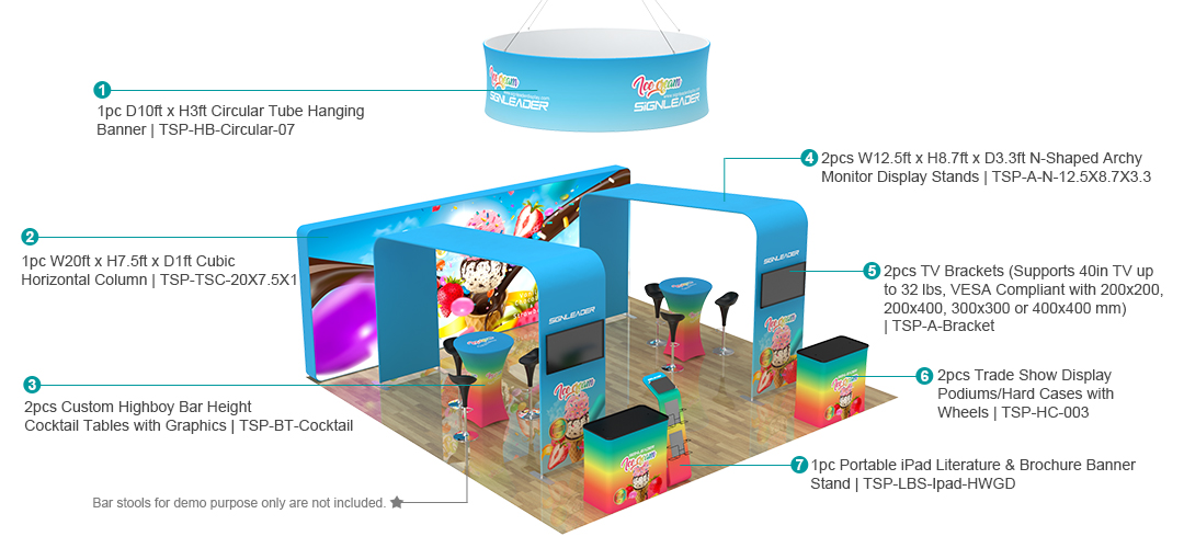 What Signleader 20x20ft Commercial Custom Trade Show Booth Combo B Includes