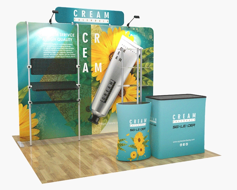 10ft Custom Trade Show Booth Kit D for Natural Skincare & Hand Cream Products