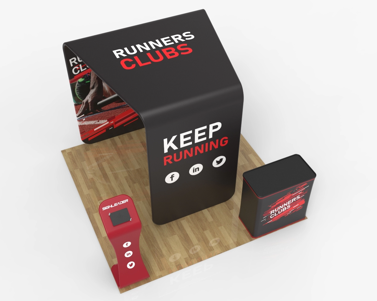 10x10 Custom Portable Trade Show Booth Kit S for Sportswear & Running Equipment