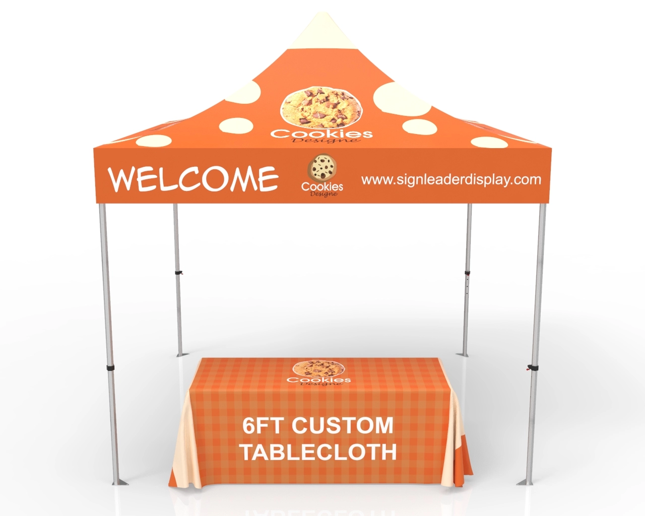 10x10 Pop Up Canopy Tent with Custom Table Cover for Events
