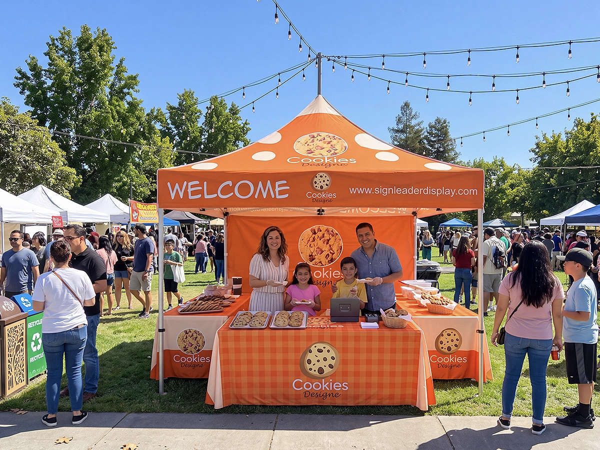 10x10 Pop Up Canopy Tent with Custom Table Cover for Events