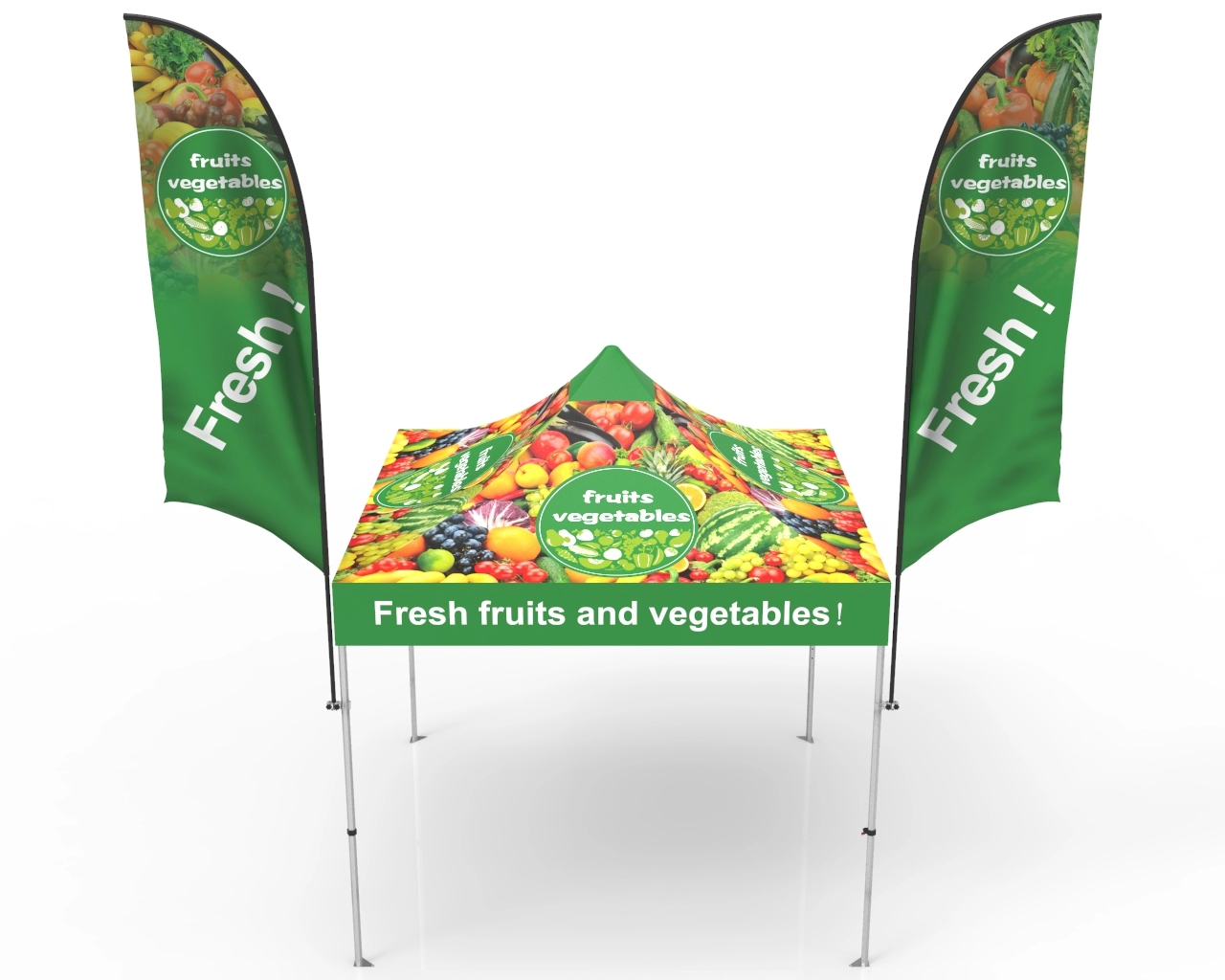 10x10 Pop Up Canopy Tent with Advertising Flags for Events