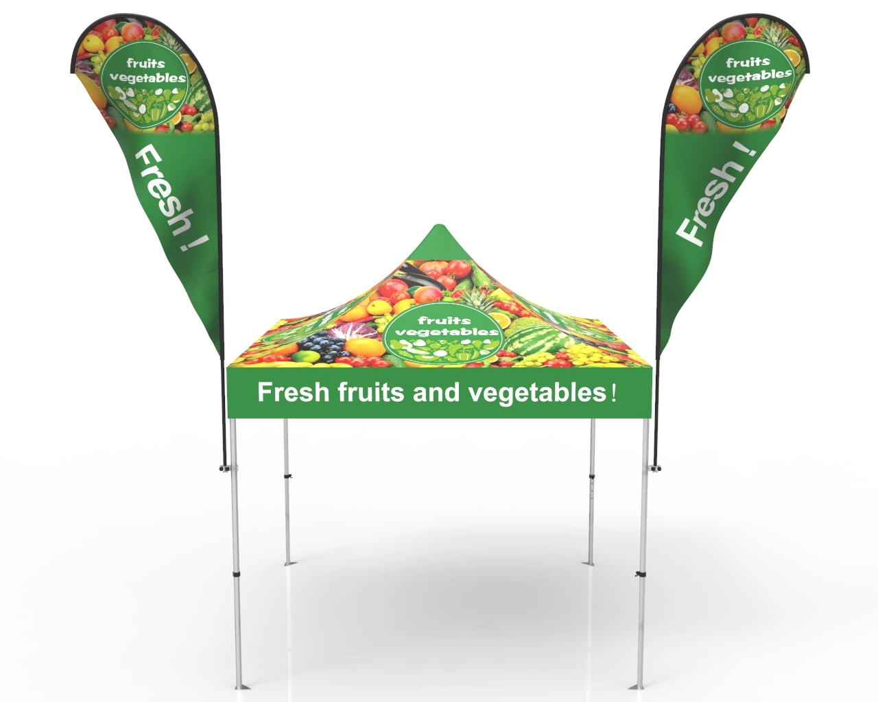 10x10 Pop Up Canopy Tent with Advertising Flags for Events