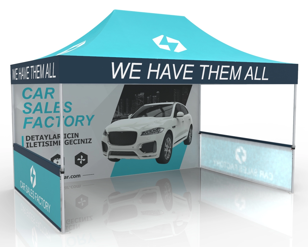 10x15 Event Canopy Tent with Backwall and Half Sidewalls