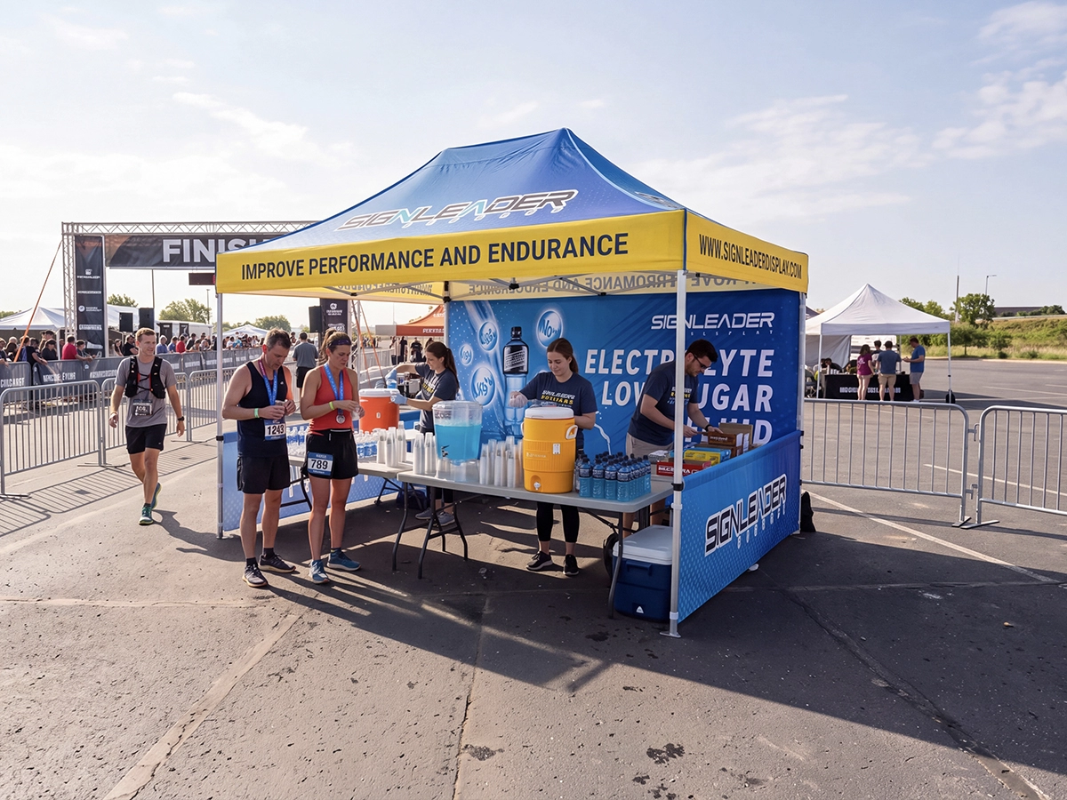10x20 Advertising Canopy Tent with Backwall and Half Sidewalls