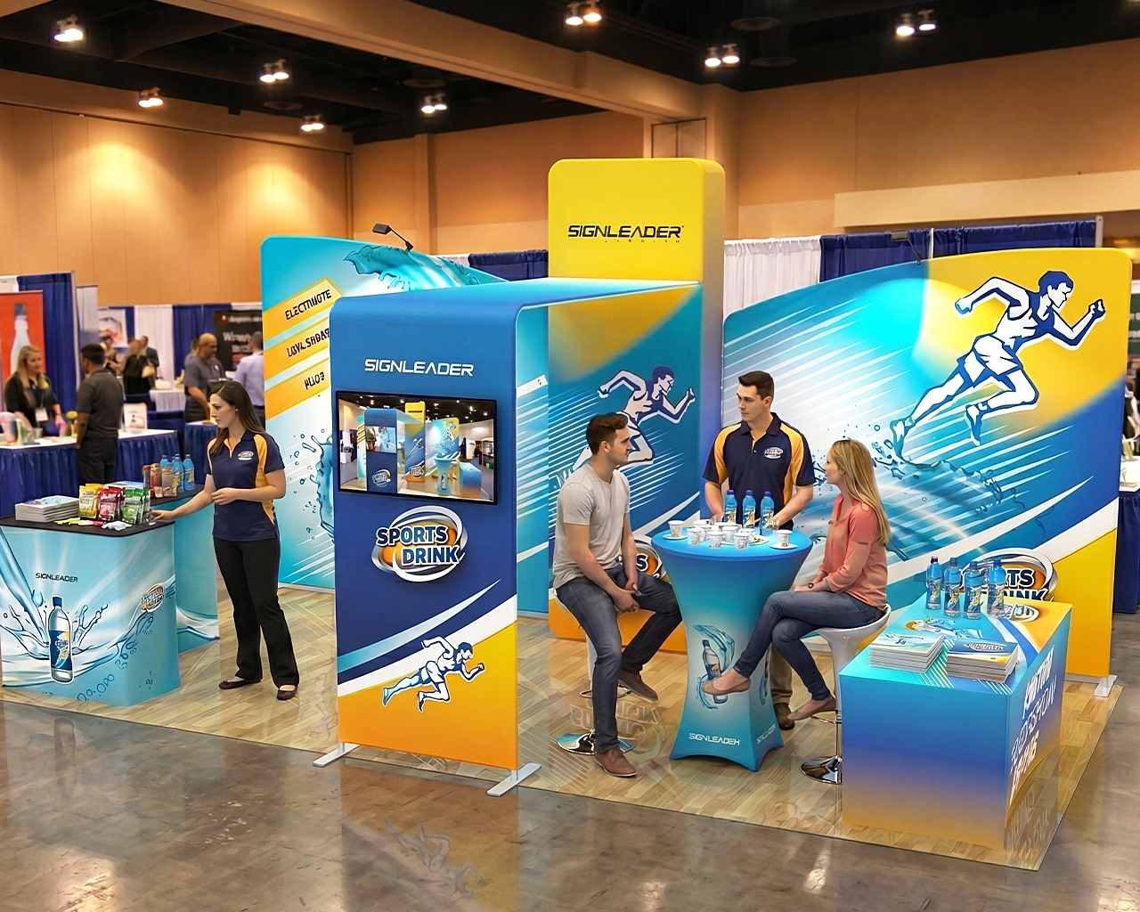 10x20ft Commercial Trade Show Booth Q for Sports Drinks, Functional Beverages & Health Drinks