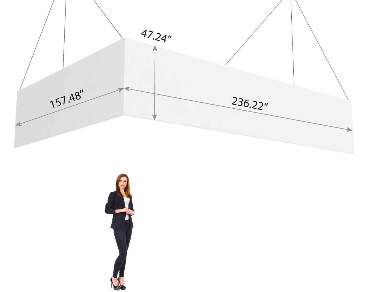 20ft L-Shaped Hanging Sign for Trade Shows
