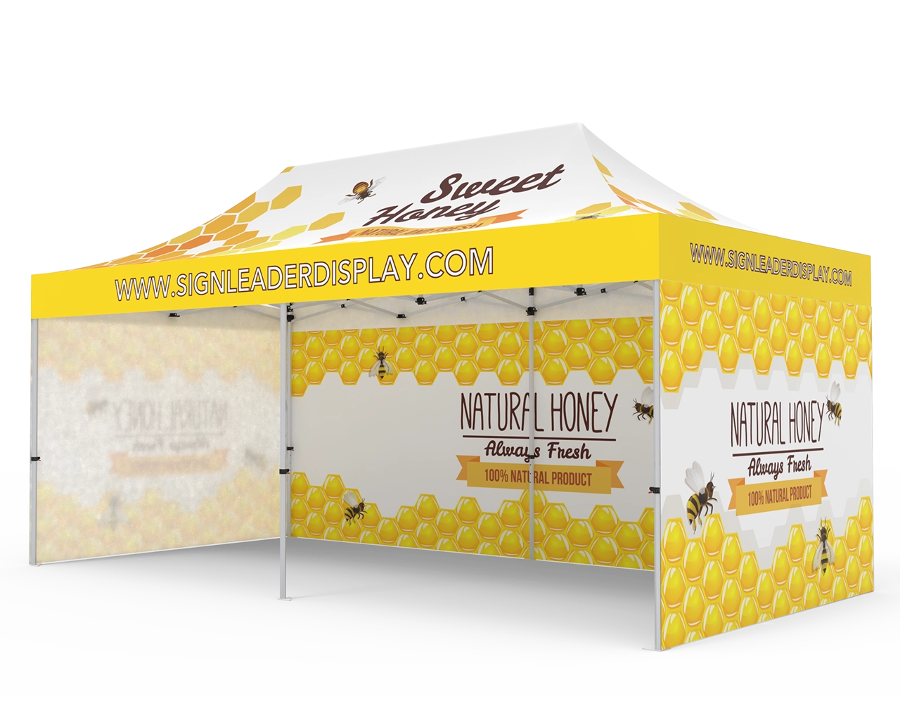 Custom 10x20 Pop Up Canopy Tent with Single-Sided Full Backwall & 2 x Single-Sided Full Sidewalls