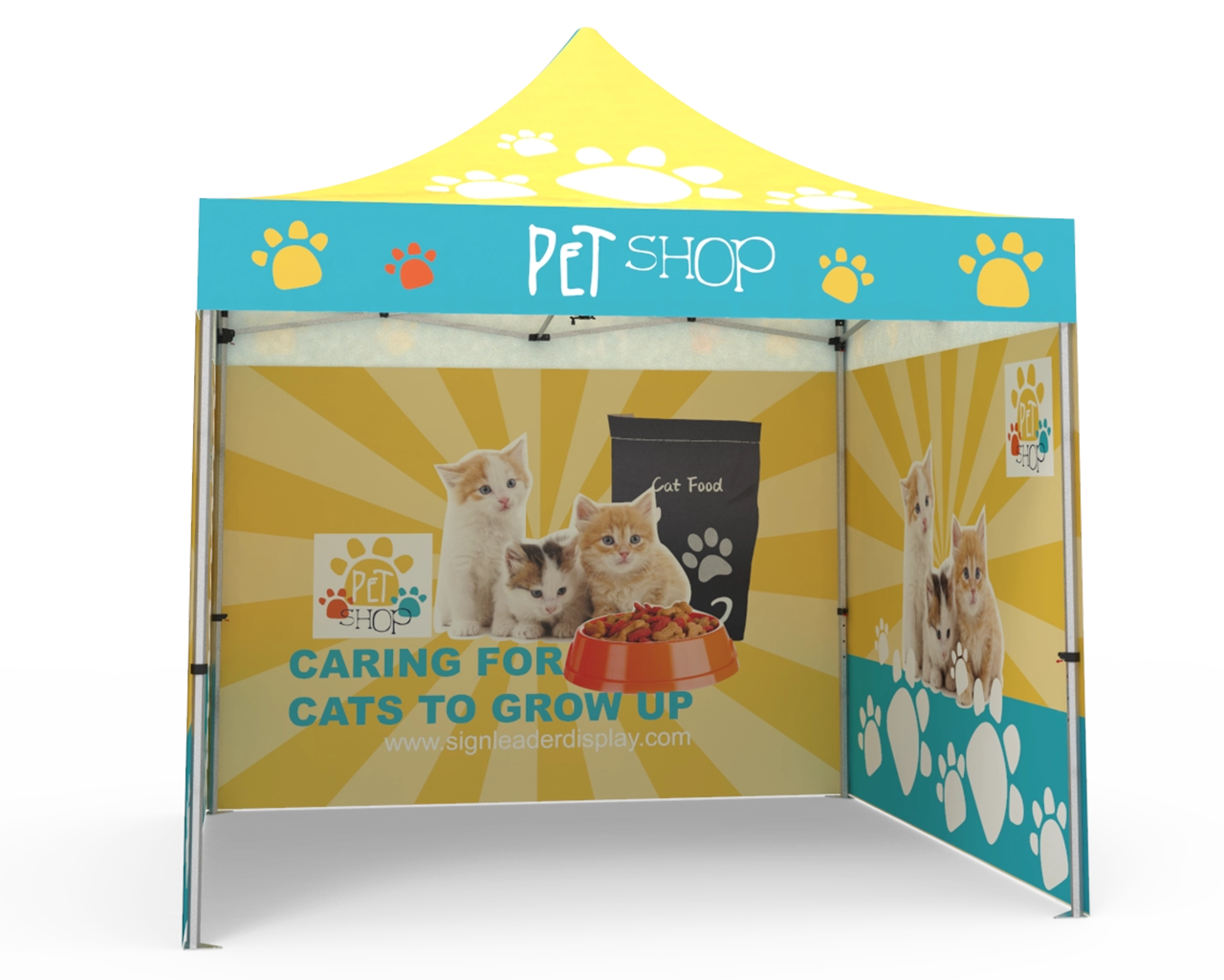 Custom Pop Up Canopy Tent 10x10 with Double-Sided Full Backwall & 2 x Double-Sided Full Sidewalls