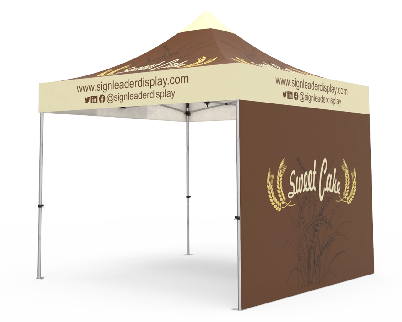 Custom Pop Up Canopy Tent 10x10 with Single-Sided Full Backwall