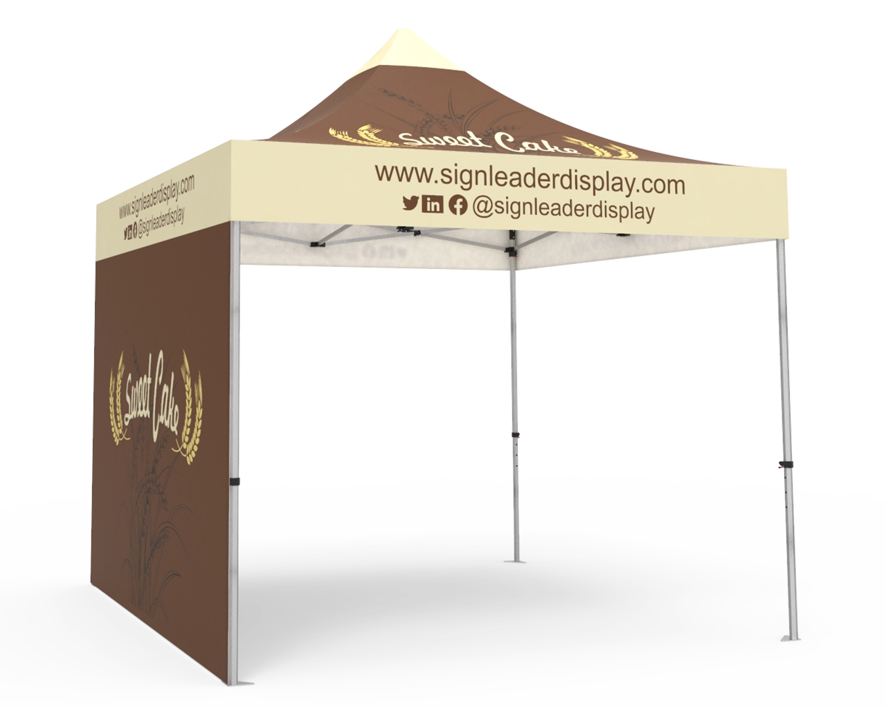 Custom Pop Up Canopy Tent 10x10 with Single-Sided Full Backwall
