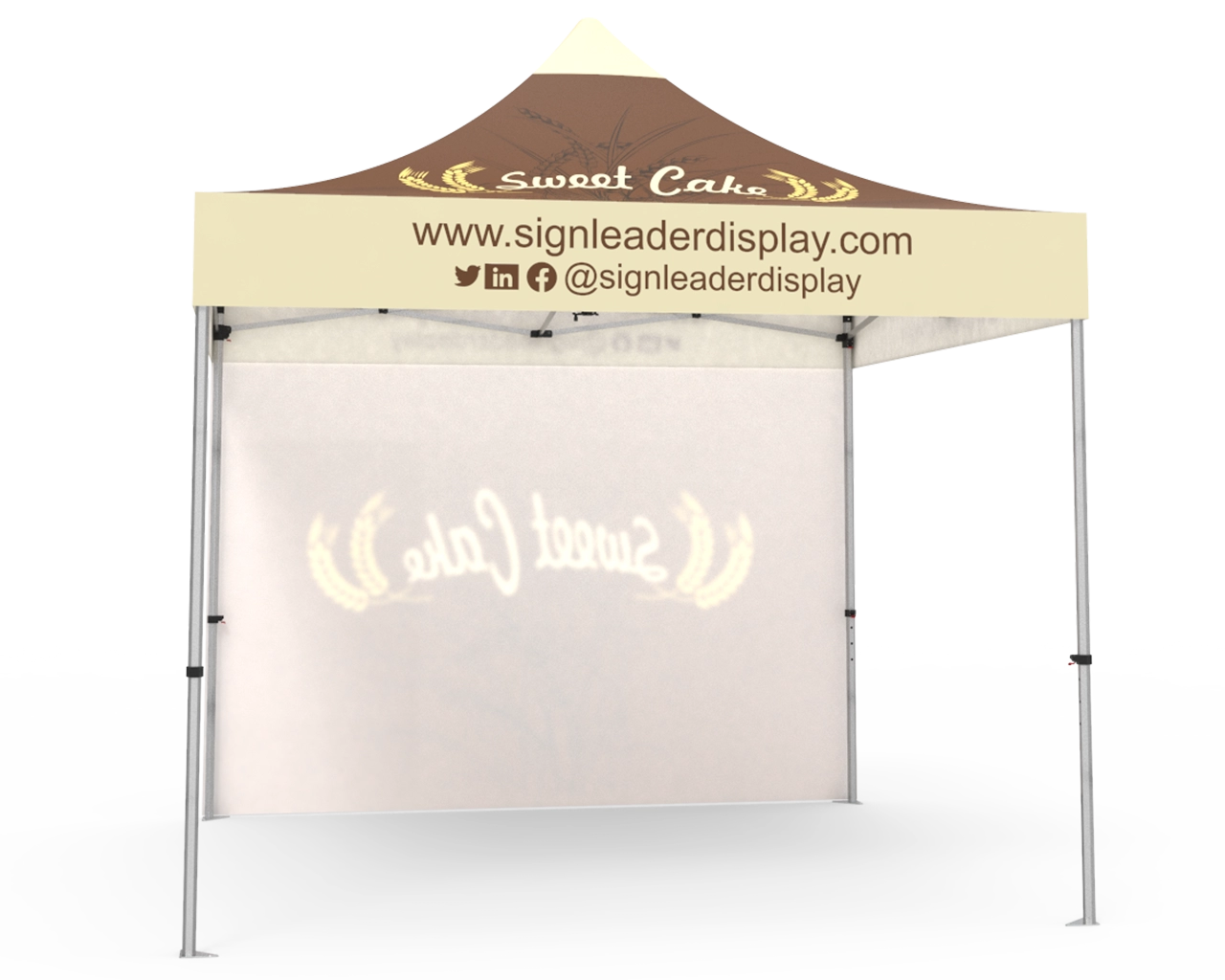 Custom Pop Up Canopy Tent 10x10 with Single-Sided Full Backwall