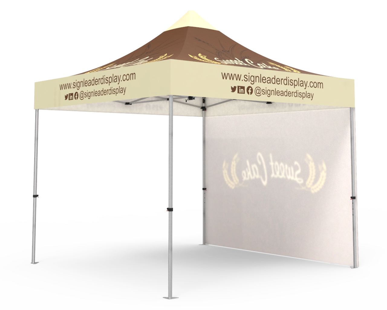 Custom Pop Up Canopy Tent 10x10 with Single-Sided Full Backwall