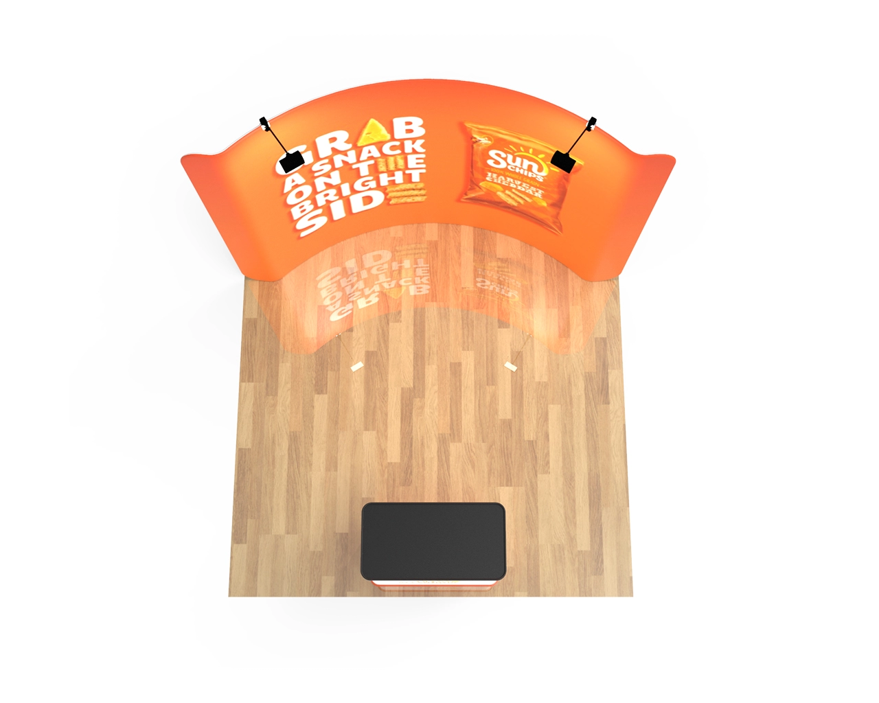 10ft Curved Tension Fabric Display With Podium Case|Portable Trade Show Booth
